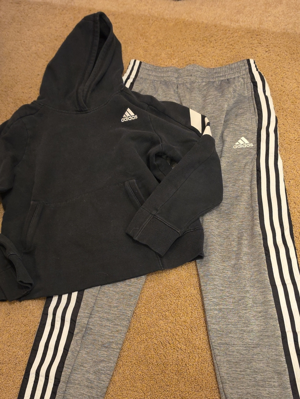 adidas Black Hoodie with Gray Jogger Pants